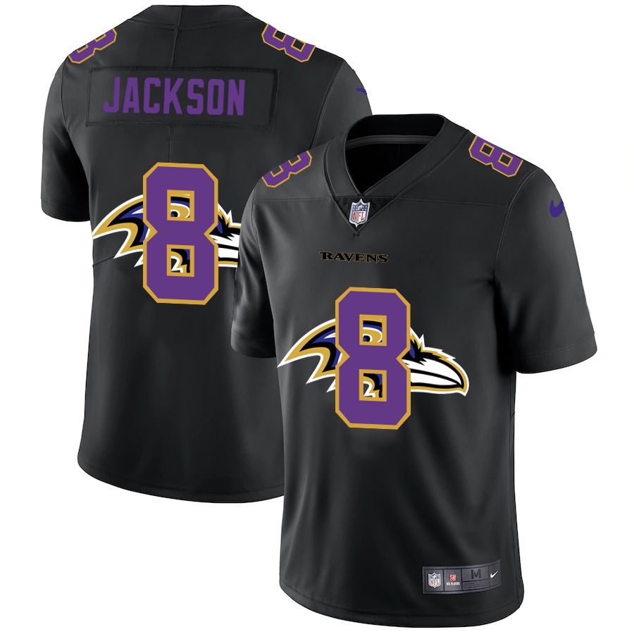 Men Baltimore Ravens #8 Jackson Black shadow Nike NFL Jersey